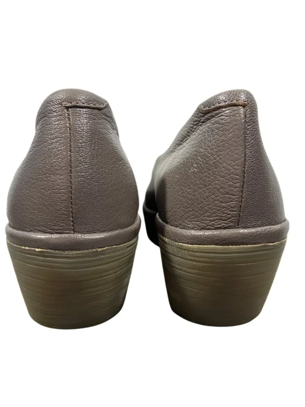 Fly London Womens EU 38 Yaz Gray Leather Slip-On Wedge Heels Shoes